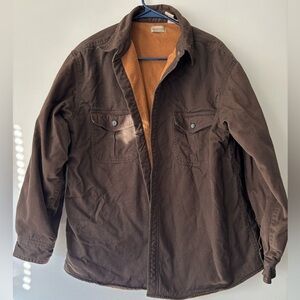 Vintage Preppy Brown Rugged Earth Outfitters Streetwear Fleece Button Up Jacket